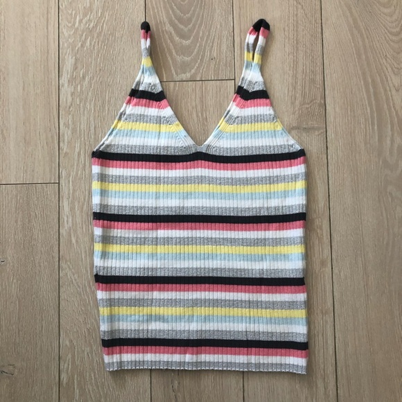 H&M Y2K Glitter Stripe Knit V Neck Tank Top Size S - Picture 4 of 9